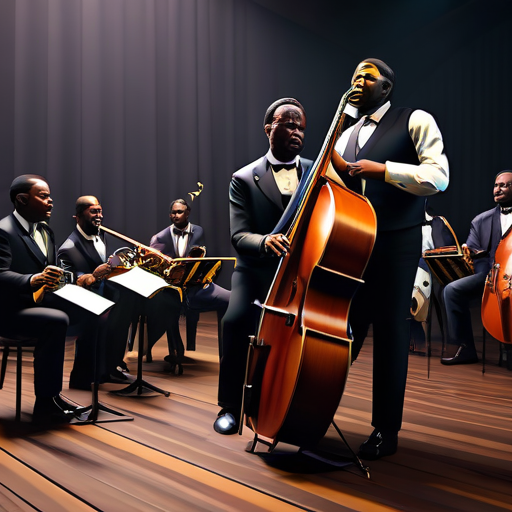 justbalck people playing jazz in 1930 in the style of 3d octane render 8k ray tracing blender hyper detailed 11 4