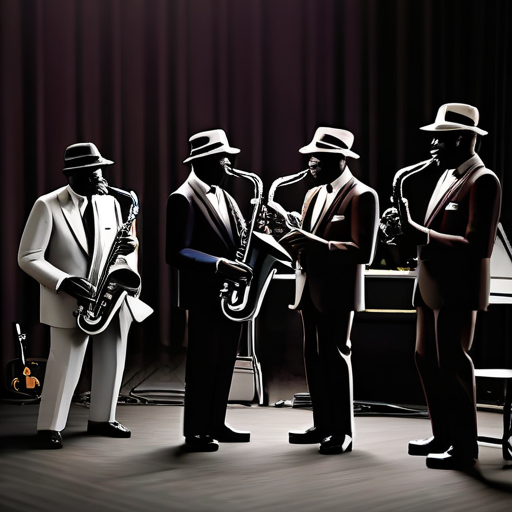 justbalck people playing jazz in 1930 in the style of 3d octane render 8k ray tracing blender hyper detailed 2 1