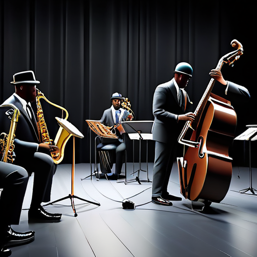 justbalck people playing jazz in 1930 in the style of 3d octane render 8k ray tracing blender hyper detailed 21 2